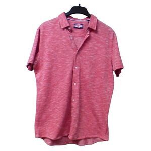 Soul of London Full Button Short Sleeve Jersey Knit Shirt, M,